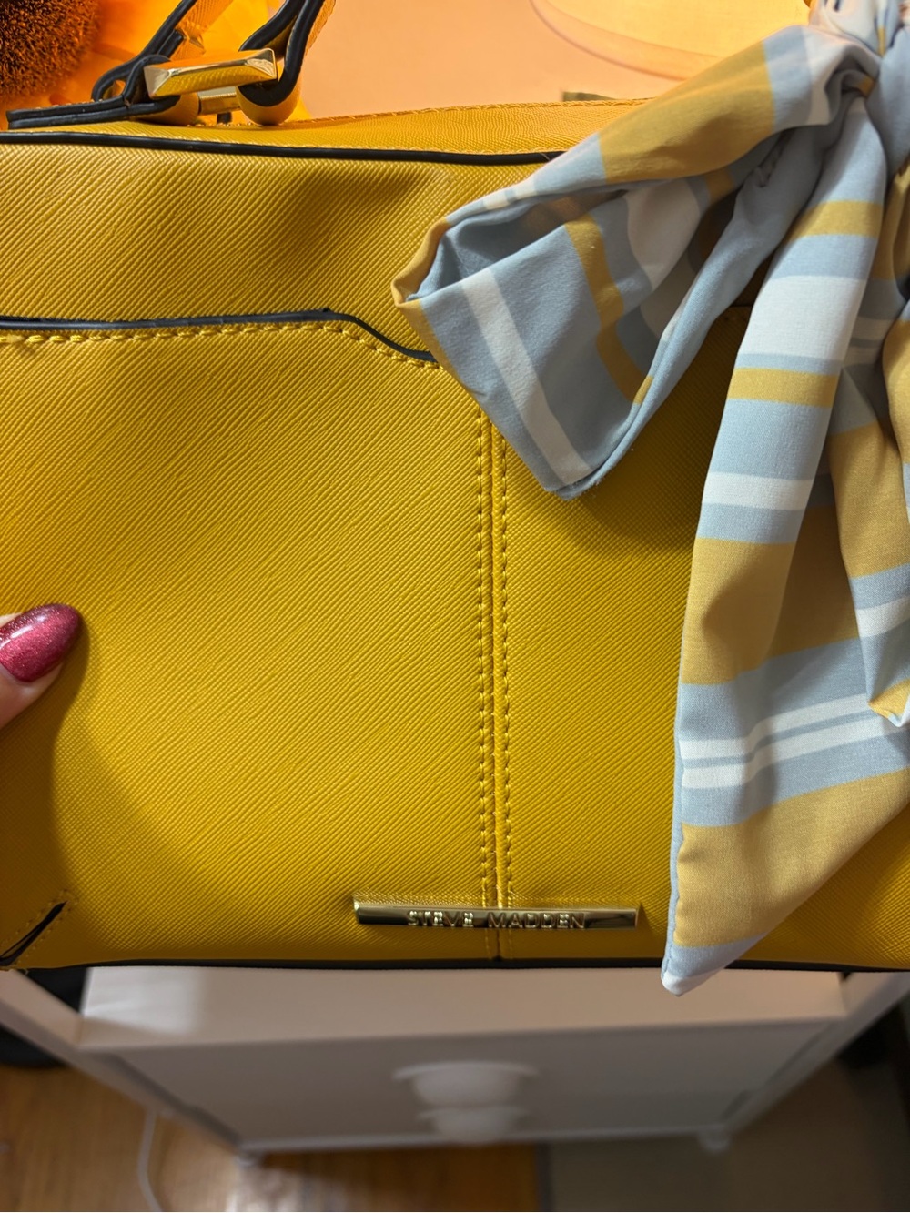 NWOT Steve Madden Yellow Women's Satchel Bag with Scarf Accent